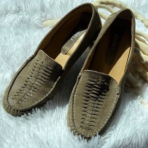 Van Eli Suede Upper with Sparkle. 
Great looking and comfortable